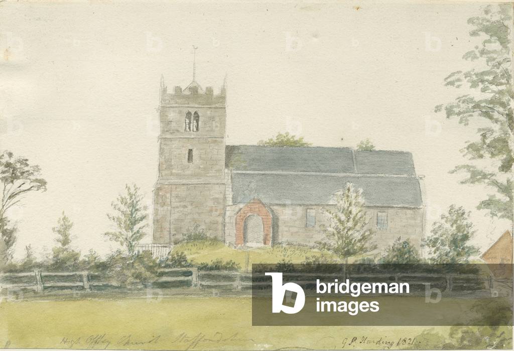 High Offley Church: water colour painting, 1821 (drawing)