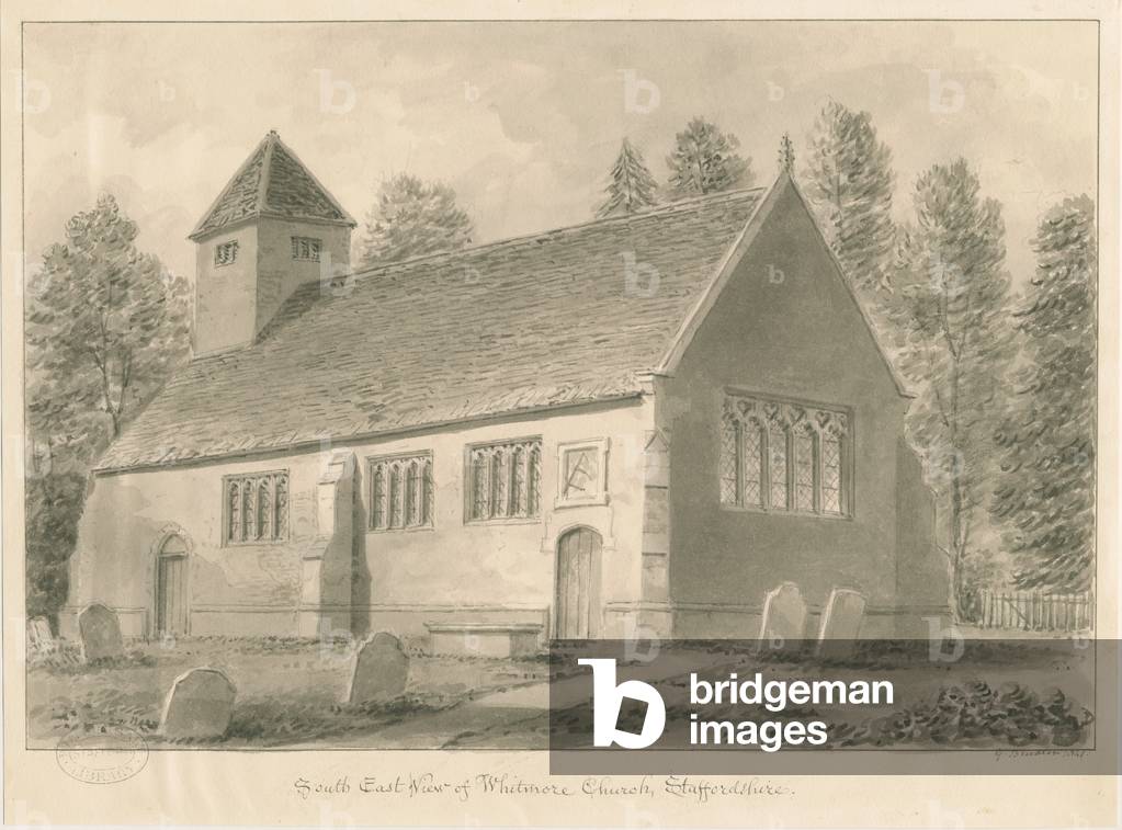 Whitmore Church: sepia drawing, 1841 (drawing)