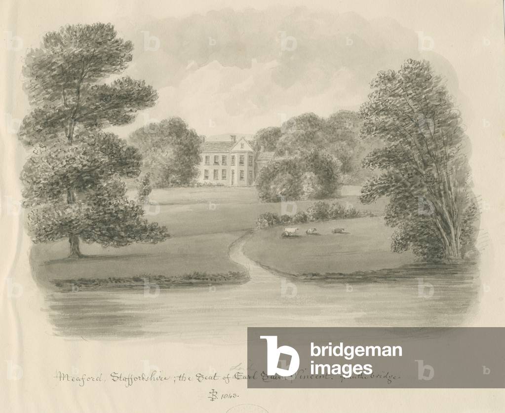 Meaford Hall: sepia wash drawing, 1843 (drawing)