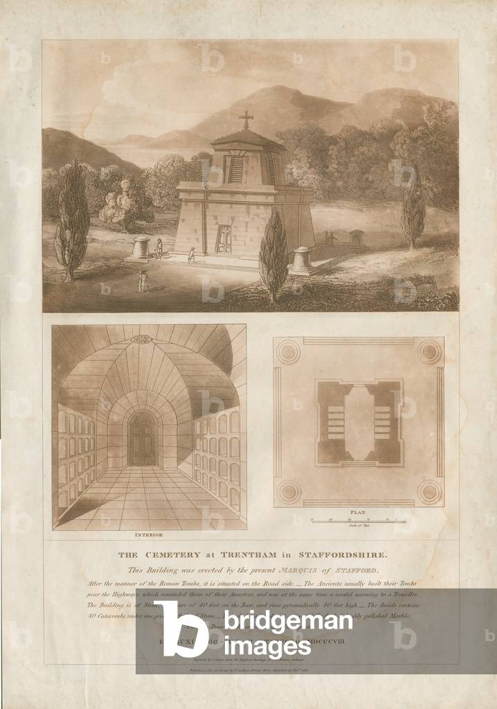 Trentham - The Mausoleum: red-brown aquatint engraving, nd [c 1808] (print)