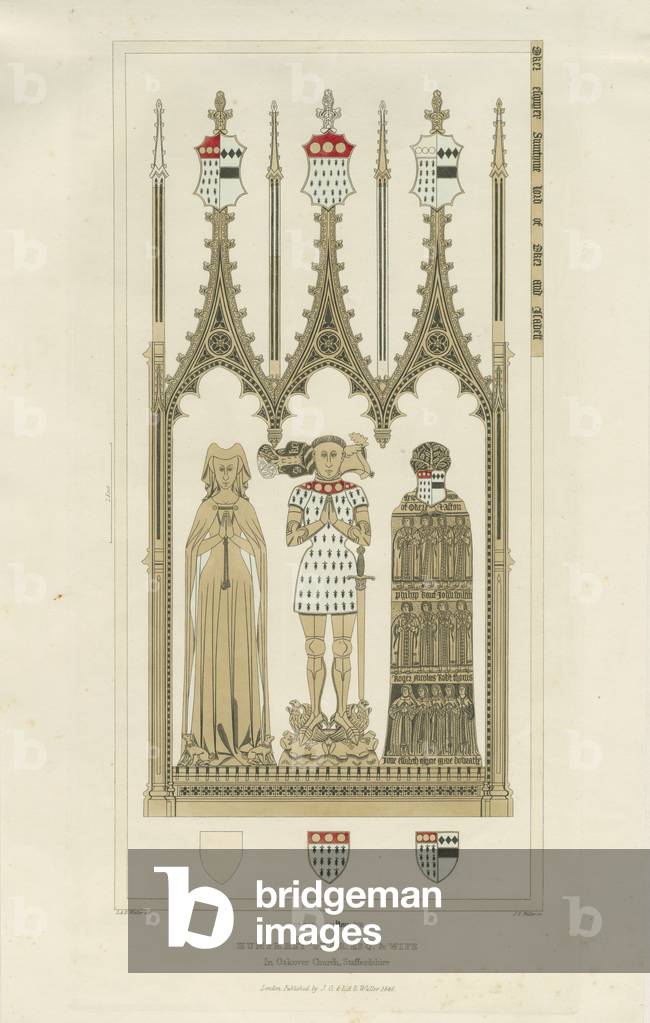 Interior of Okeover Church - Monument to Humphrey Oker: engraving, nd [c 1846] (print)