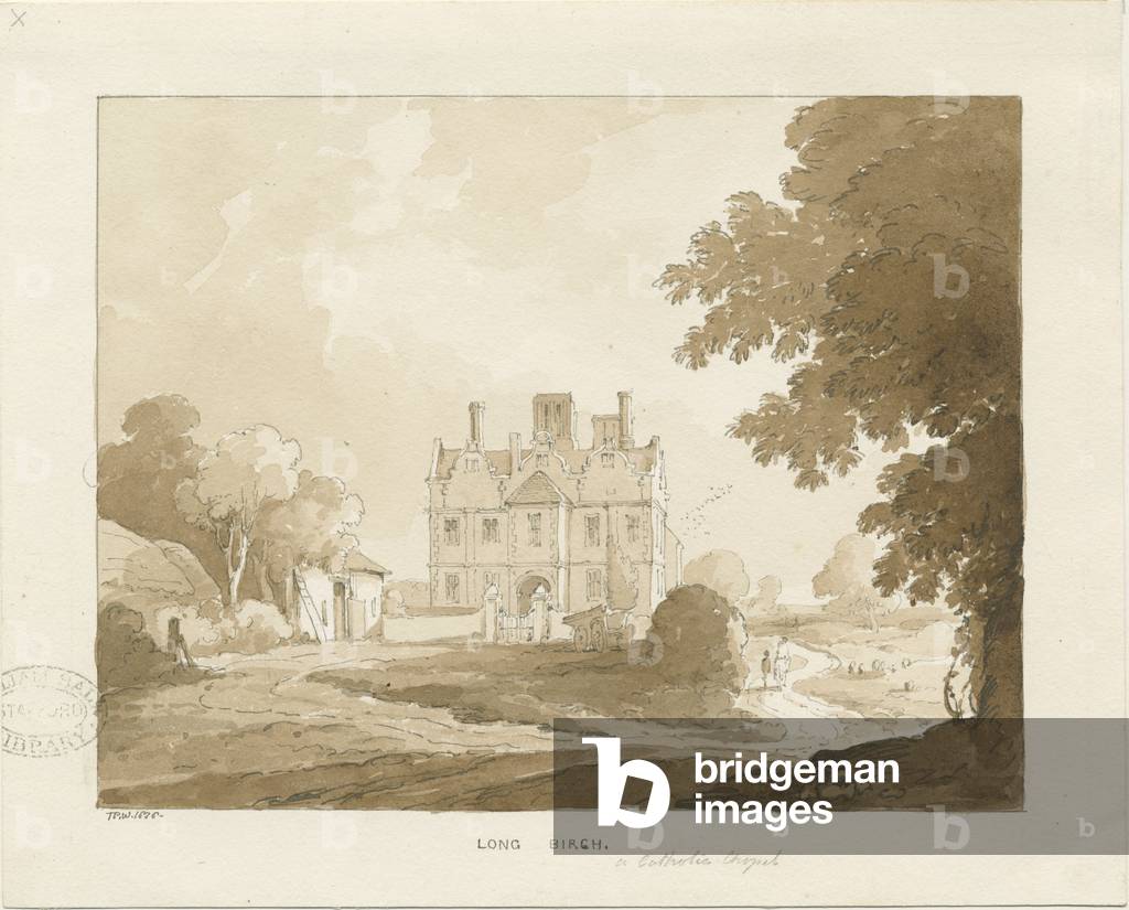 Brewood - Long Birch Hall: sepia drawing, 1838 (drawing)