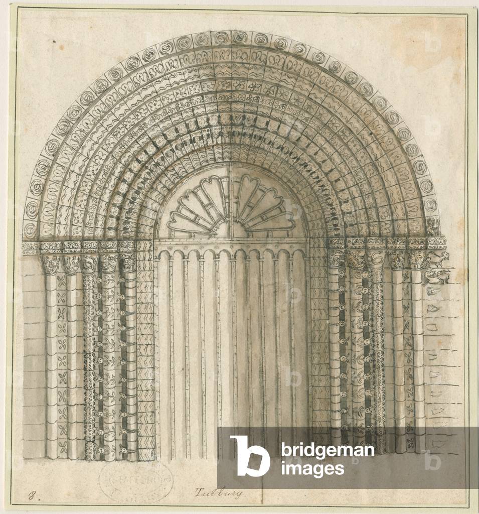 Tutbury Priory Church - Arch in West Door: pen and sepia drawing, nd [1762-1802] (print)