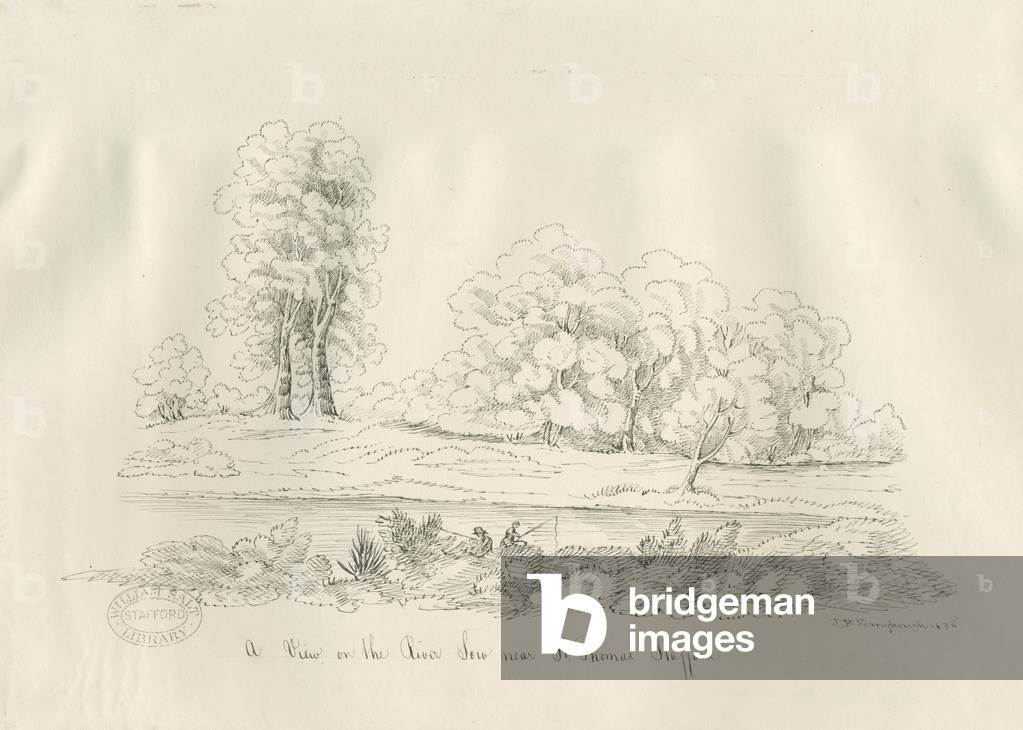 Stafford - River Sow: pen and ink drawing, 1836 (drawing)