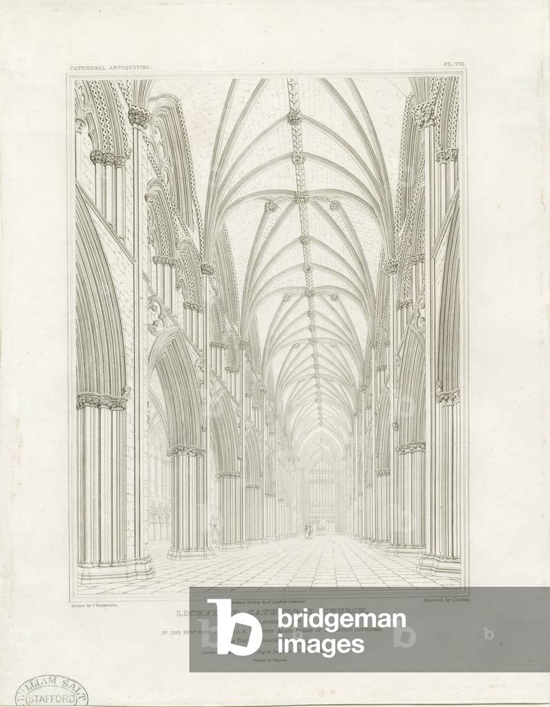 Interior of Lichfield Cathedral - Nave: engraving, nd [c 1819] (print)