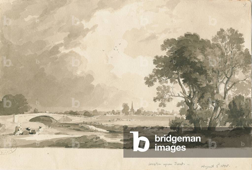 Weston-on-Trent - Distant View: sepia and pencil wash drawing, 2 Aug 1838 (drawing)