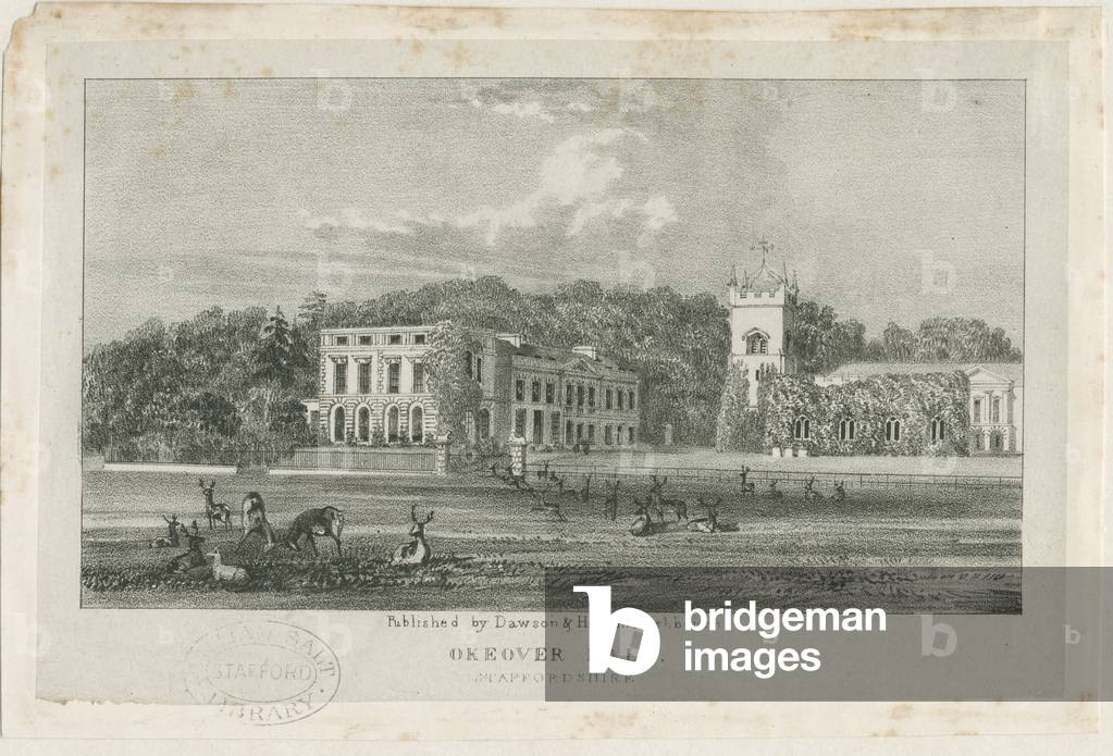 Okeover Hall - lithograph, nd [c 1839] (print)