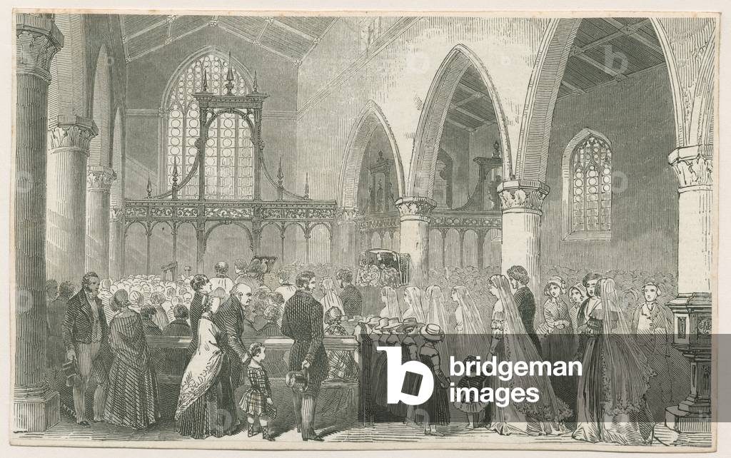 Interior of Trentham Church: woodcut engraving, nd [19th cent] (print)