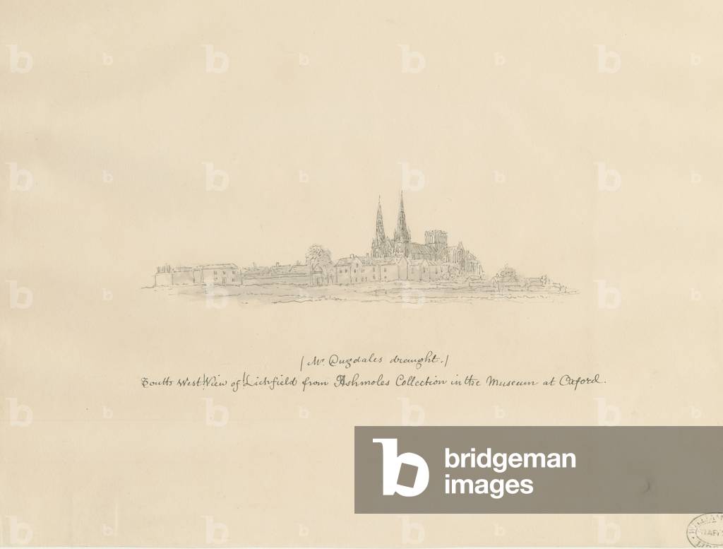 Lichfield Cathedral - South West View: pencil drawing, nd [?17th cent] (drawing)