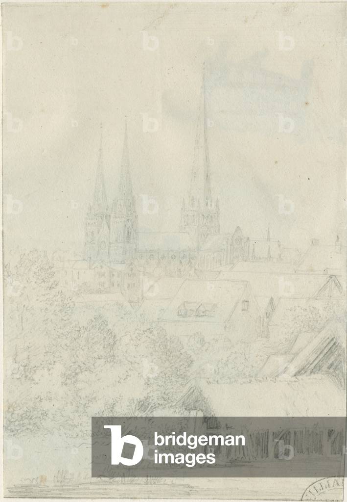 Lichfield Cathedral - South West View: pencil drawing, nd [?1788-1855] (drawing)