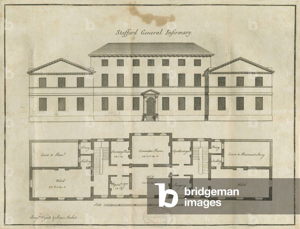 Stafford - County General Infirmary: pen drawing, nd [late 18th cent] (drawing)