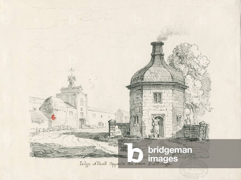 Tixall - Lodge: pen and ink drawing, 1836 (drawing)
