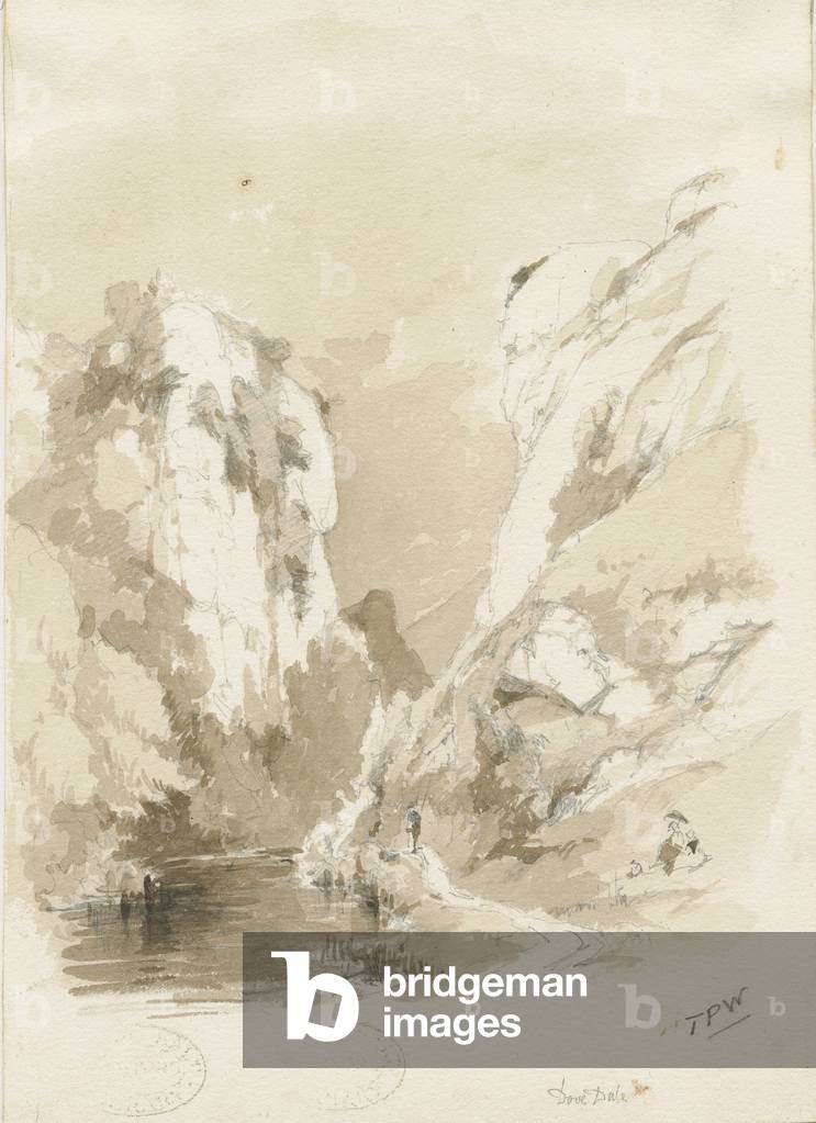 Dovedale - landscape: pencil and wash drawing, nd [1817-1845] (drawing)