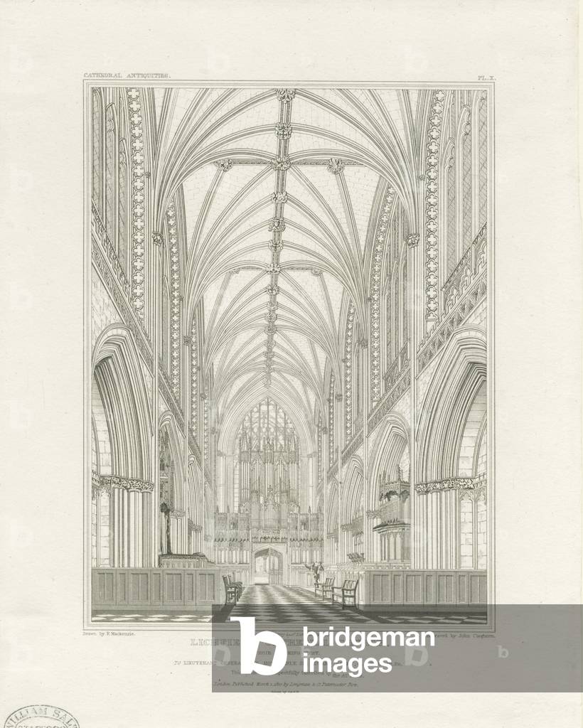 Interior of Lichfield Cathedral - Choir: engraving, nd [c 1820] (print)