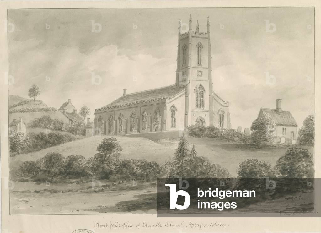 Cheadle Church: sepia drawing, 1841 (drawing)