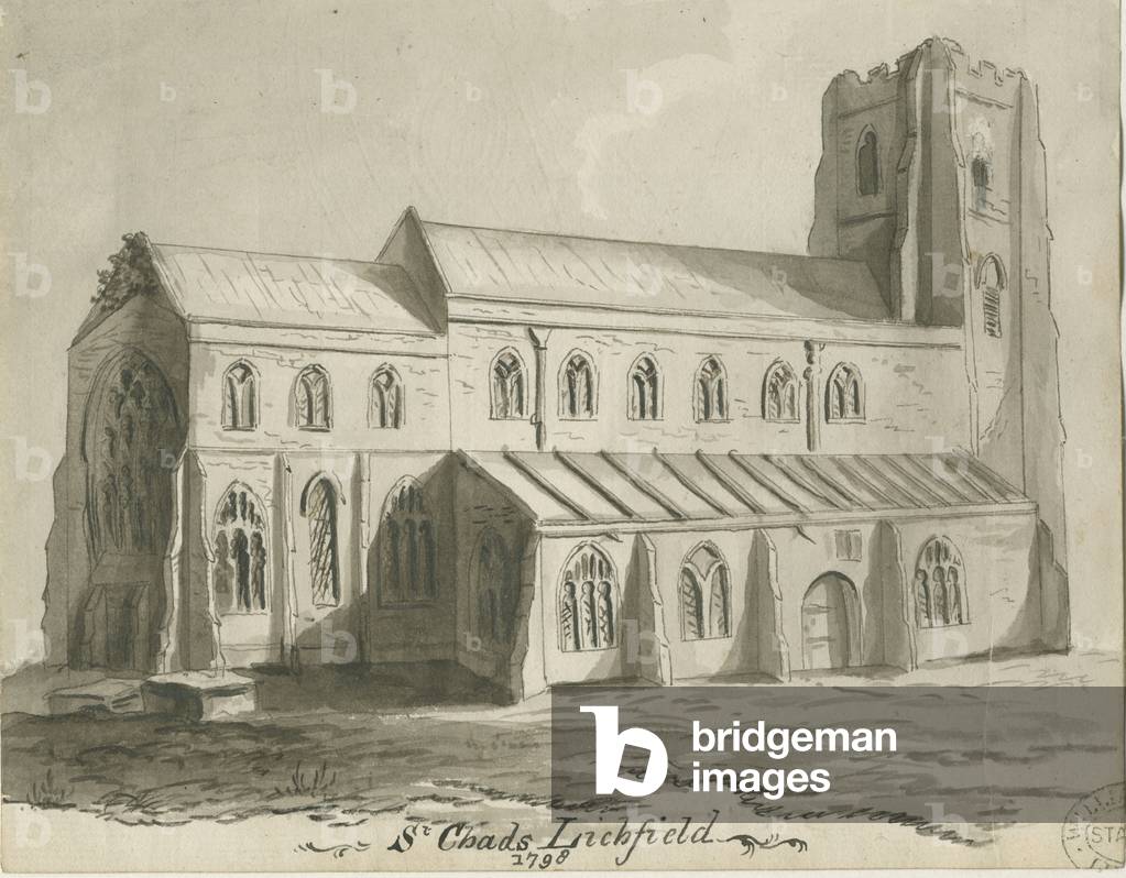 Lichfield - St. Chad's Church: sepia drawing, 1798 (drawing)