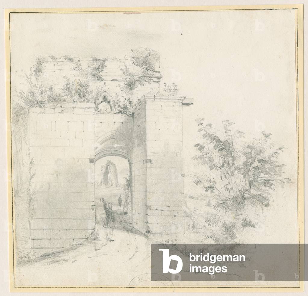 Tutbury Castle - Entrance Gateway: pencil drawing, nd [?19th cent] (drawing)