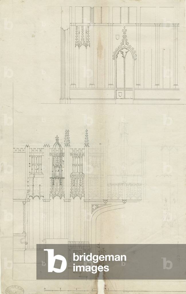 Interior of Lichfield Cathedral - West End of Choir: pen drawing, nd [c 1780] (drawing)
