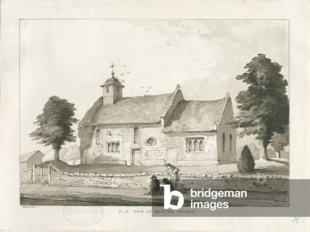 Blurton Church: sepia drawing, 1838 (drawing)