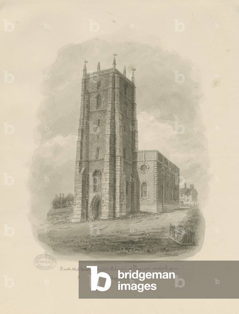 Newcastle-under-Lyme - 'St. Giles the Abbot' (Old Church): sepia drawing, 1840 (drawing)