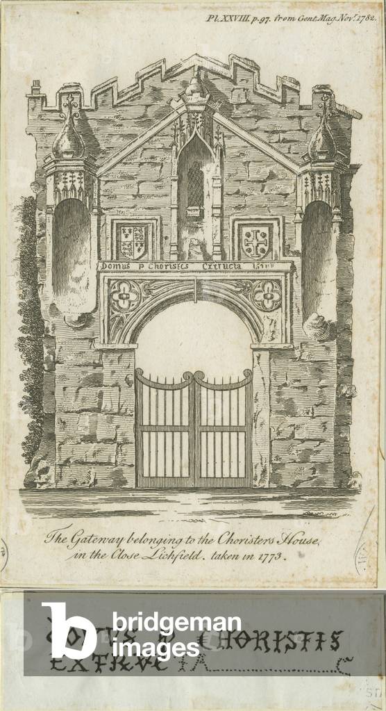 Lichfield - Gateway of Choristers' House: engraving, 1773 (print)