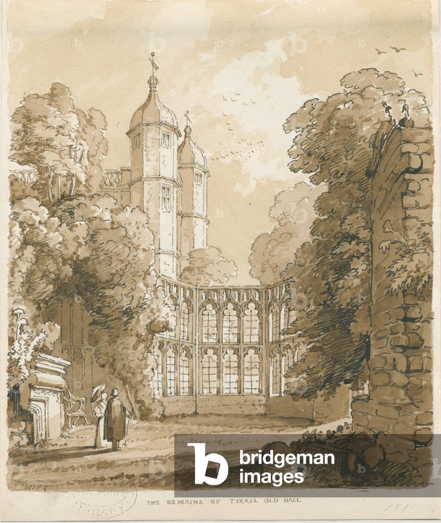 Tixall Hall: pen and wash drawing, 1838 (drawing)