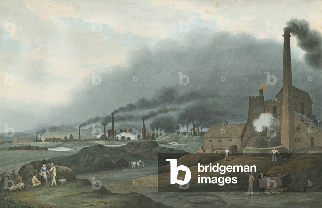 Bilston - Bradley Iron Works: water colour painting, 1837 (painting)