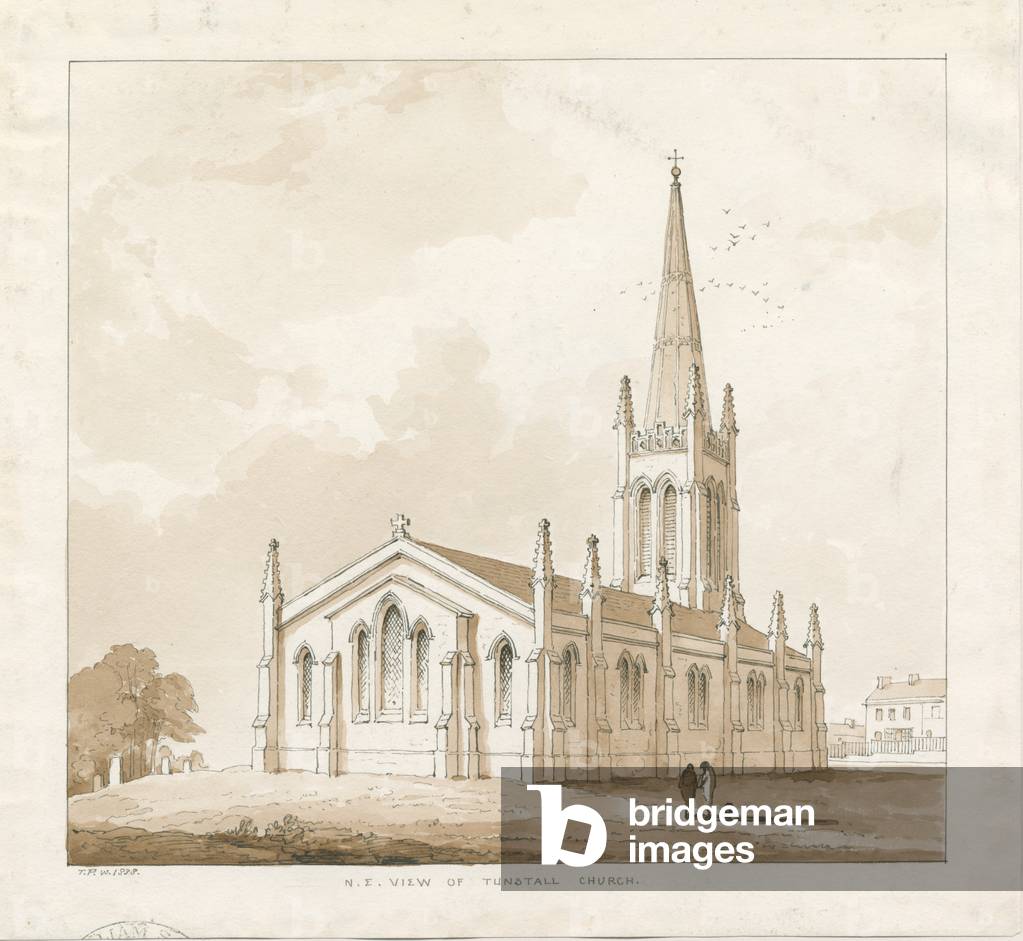 Tunstall Church: pen and wash drawing, 1838 (drawing)