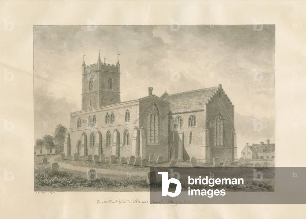 Alrewas Church: sepia drawing, 1848 (drawing)