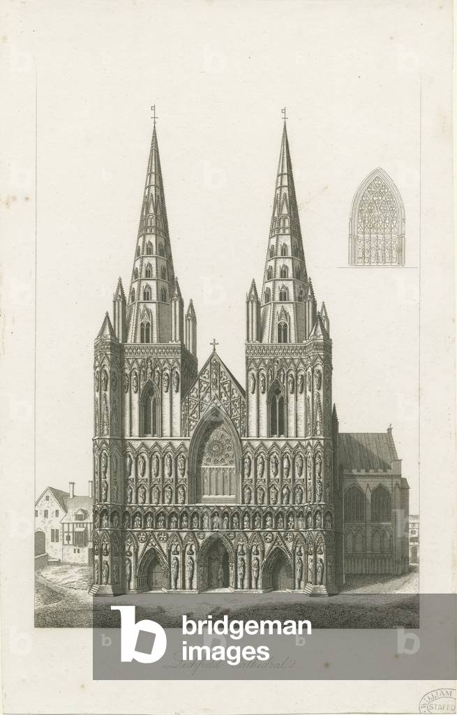 Lichfield Cathedral - West Front: engraving, nd [?early 19th cent] (print)