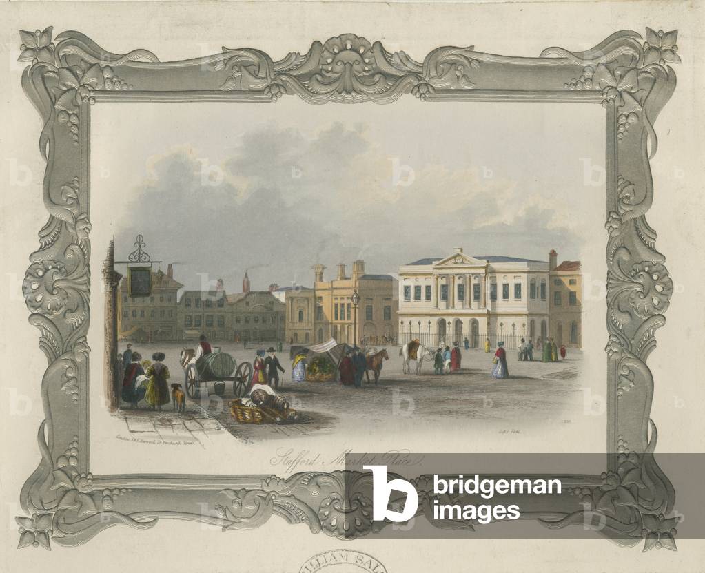 Stafford - Market Place: steel engraving (tinted), nd [c 1841] (print)