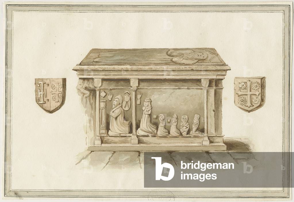 Eccleshall Church: Tomb of Bishop Bentham: water colour painting, nd [?19th cent] (painting)