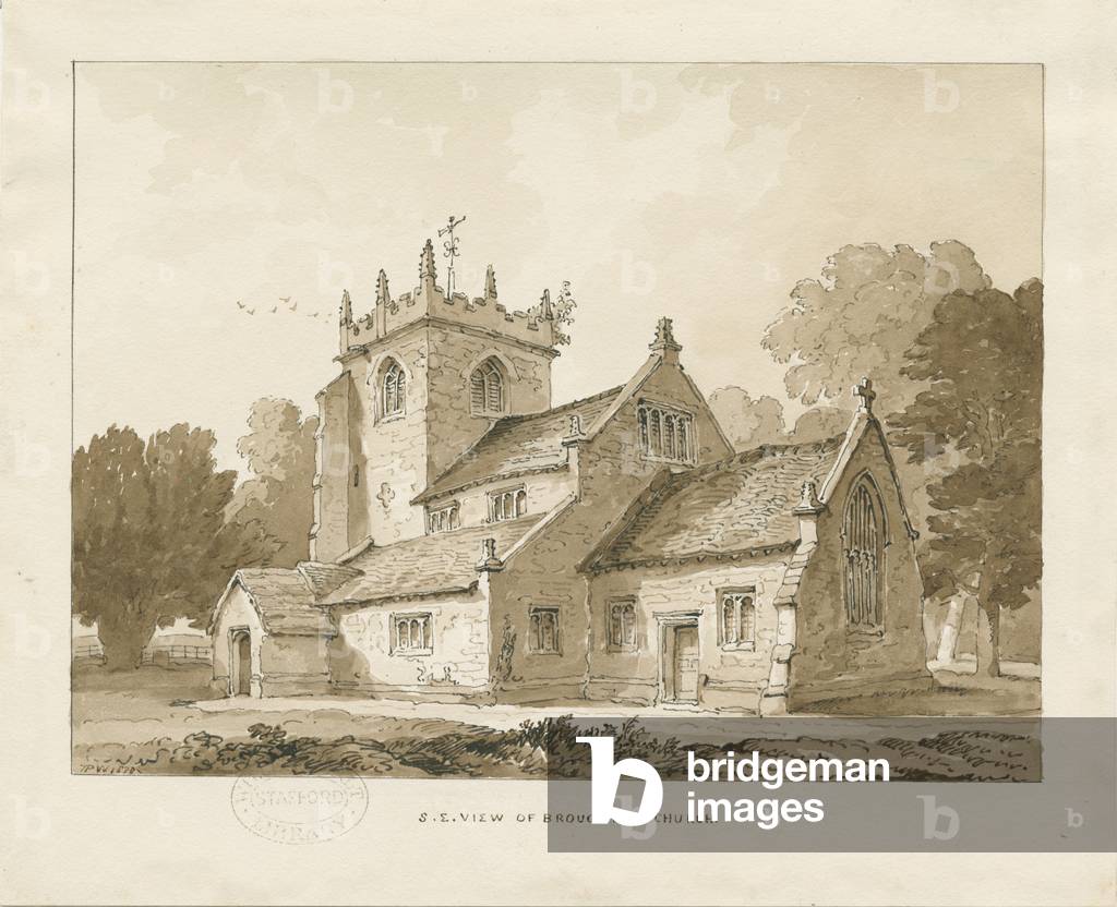 Broughton Church : sepia drawing, 1838 (drawing)