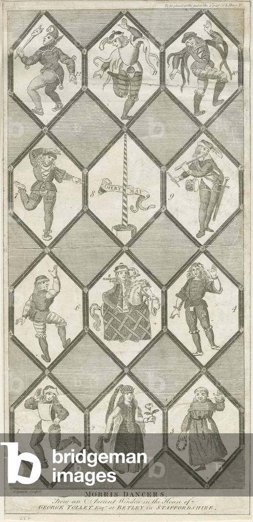 Betley Glass Window - Morris Dancers: engraving, nd [?18th cent] (print)