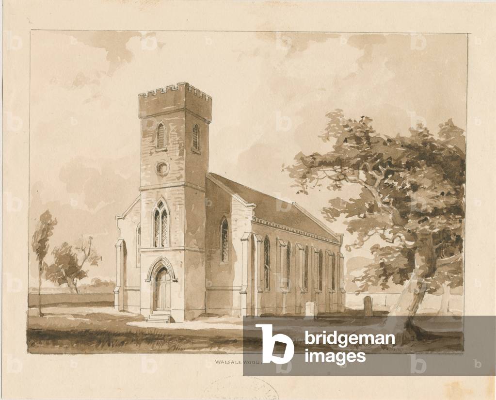 Walsall Wood Church: sepia drawing, nd [1817-1845] (drawing)