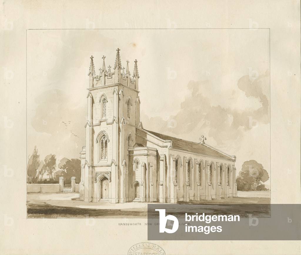 Handsworth Church: sepia drawing, 1841 (drawing)