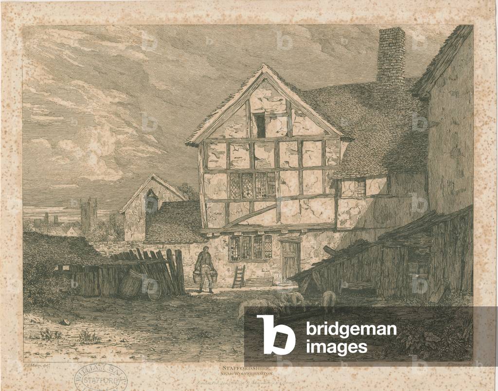 Wolverhampton - Ruins of a half-timber house: steel engraving, nd [c 1815] (print)