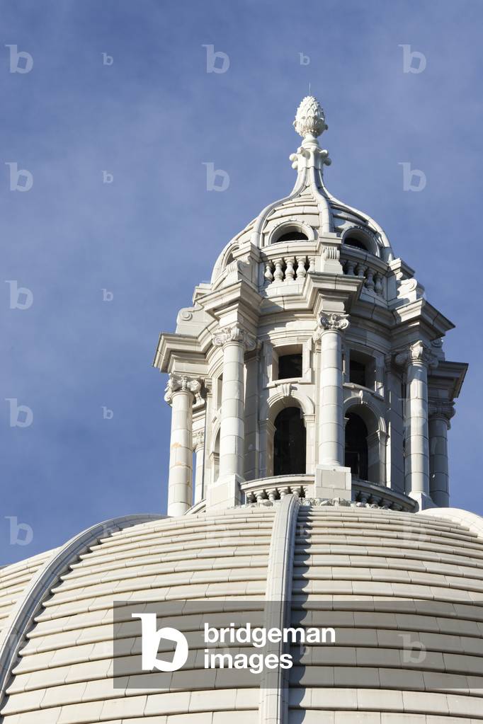 Ornate bell tower on top of The First Church of Christ the Scientist in Boston, USA (photo)
