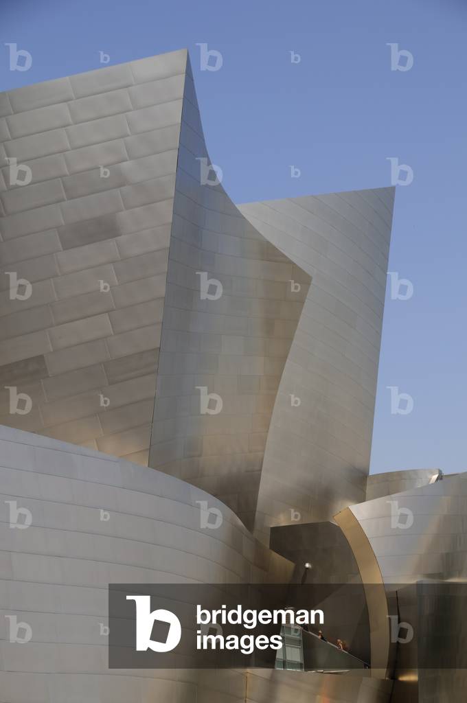 Architectural detail of the Walt Disney Concert Hall on Grand Ave designed by Frank Gehry and home of the L.A. Philharmonic in Los Angeles (photo)