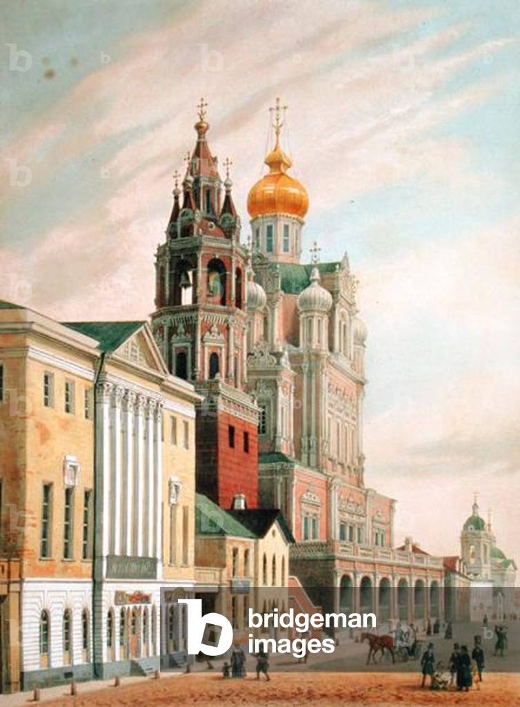 The Assumption Church at Pokrovskaya street in Moscow, printed by Lemercier, Paris, 1840s (colour lithograph)
