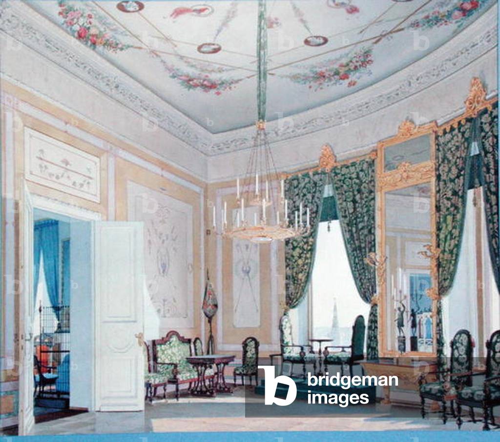Drawing Room in the Nikolai (Tchudov) Palace in the Kremlin, 1847 (w/c on paper)