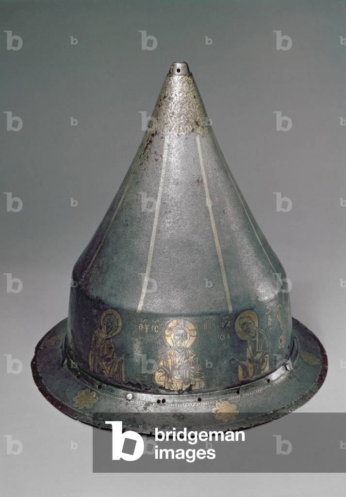 Helmet with the Deesis (steel with gold and silver inlay)