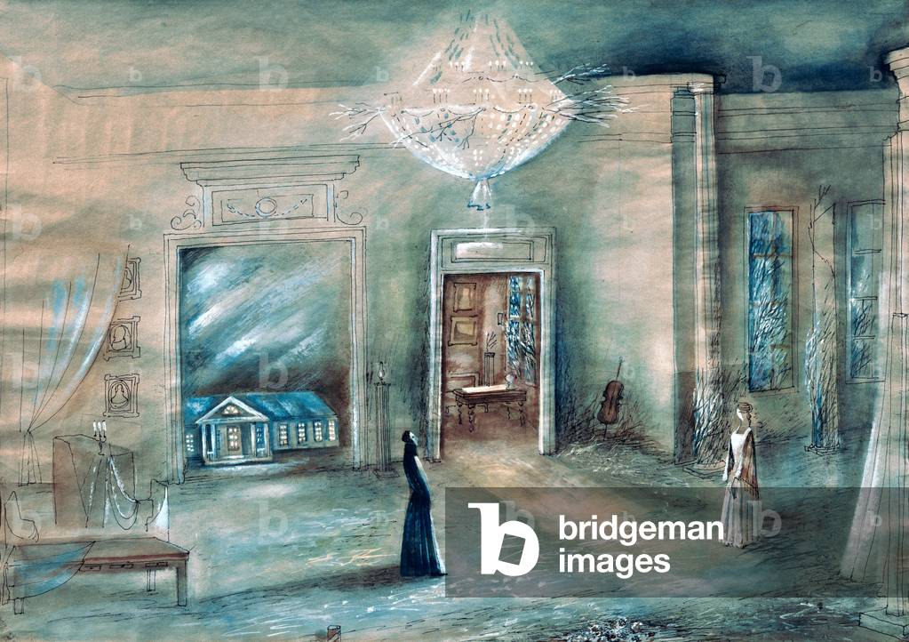 Stage Design for Turgenev's play 'Fathers and Sons', 2000 (w/c & tempera on paper)