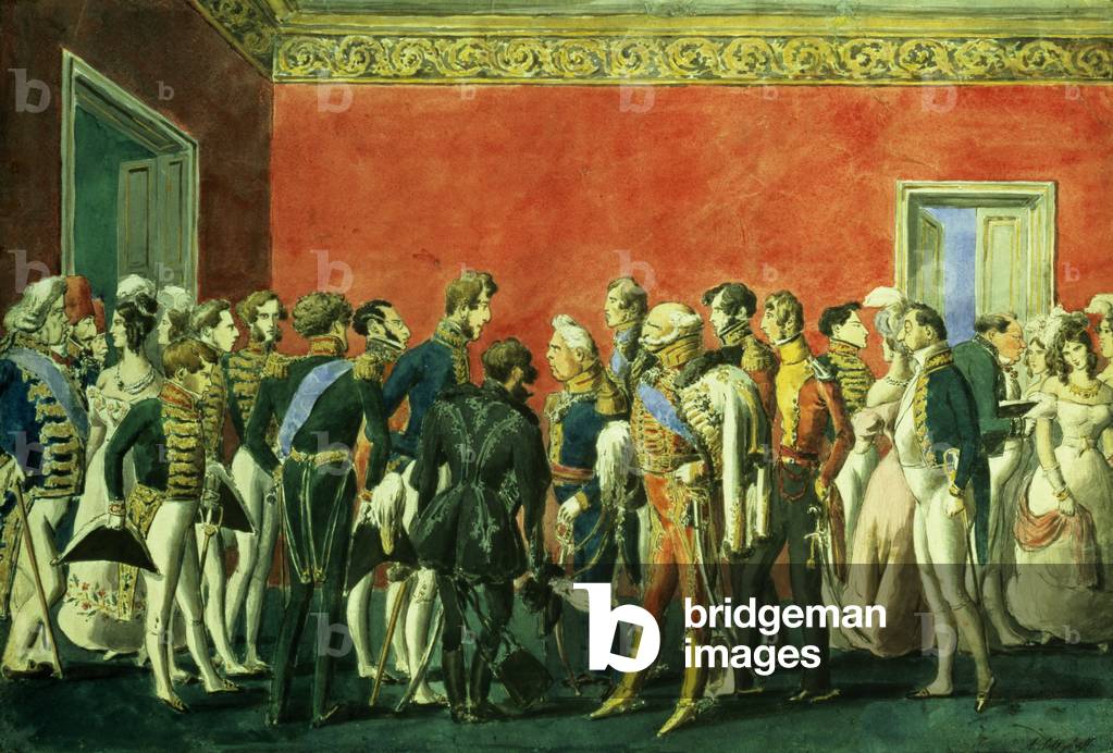 A Reception in the Embassy of Teheran, 1830s (w/c on paper)