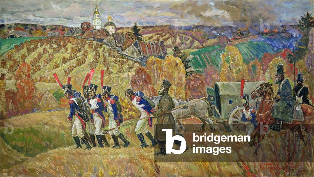 The Partisans capturing a French Transport near Mozhaysk in 1812, 1974 (oil on canvas)