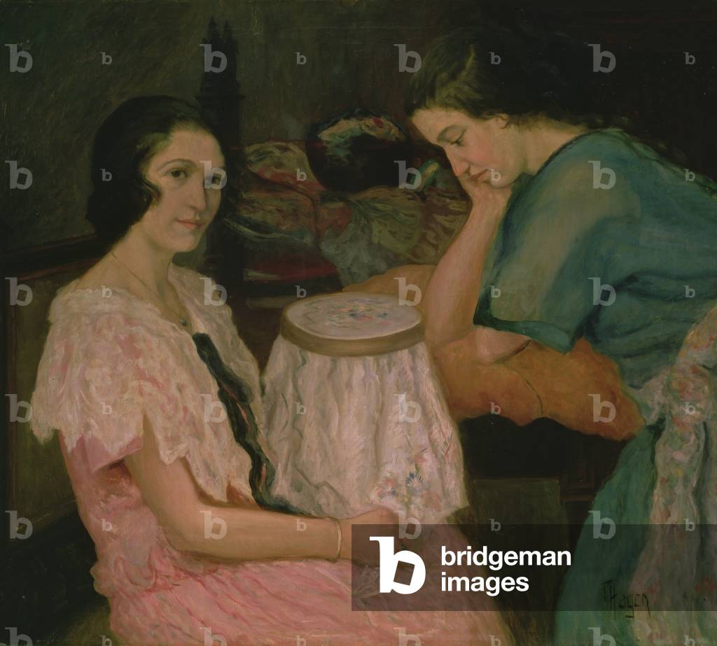 Women with Embroidery (oil on canvas)