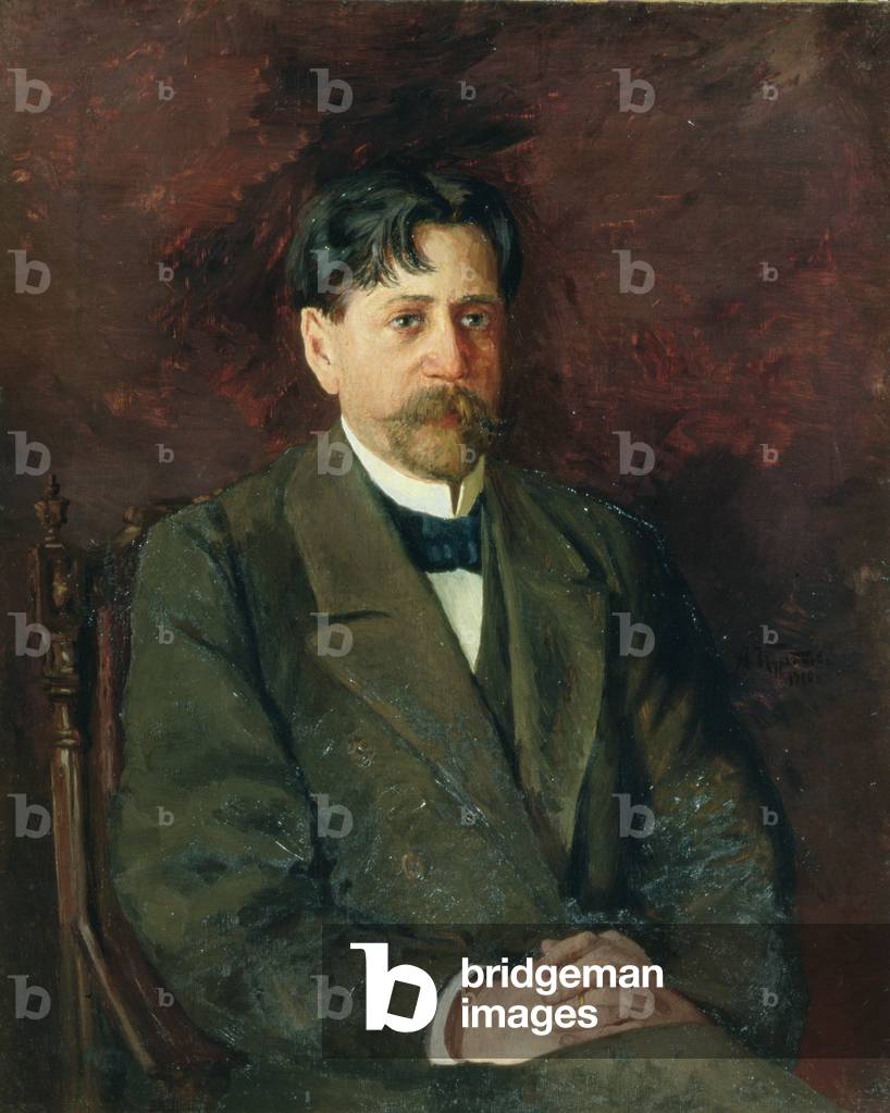 Portrait of the Poet Innokenty Annensky (1856-1909), 1904-09 (oil on canvas)