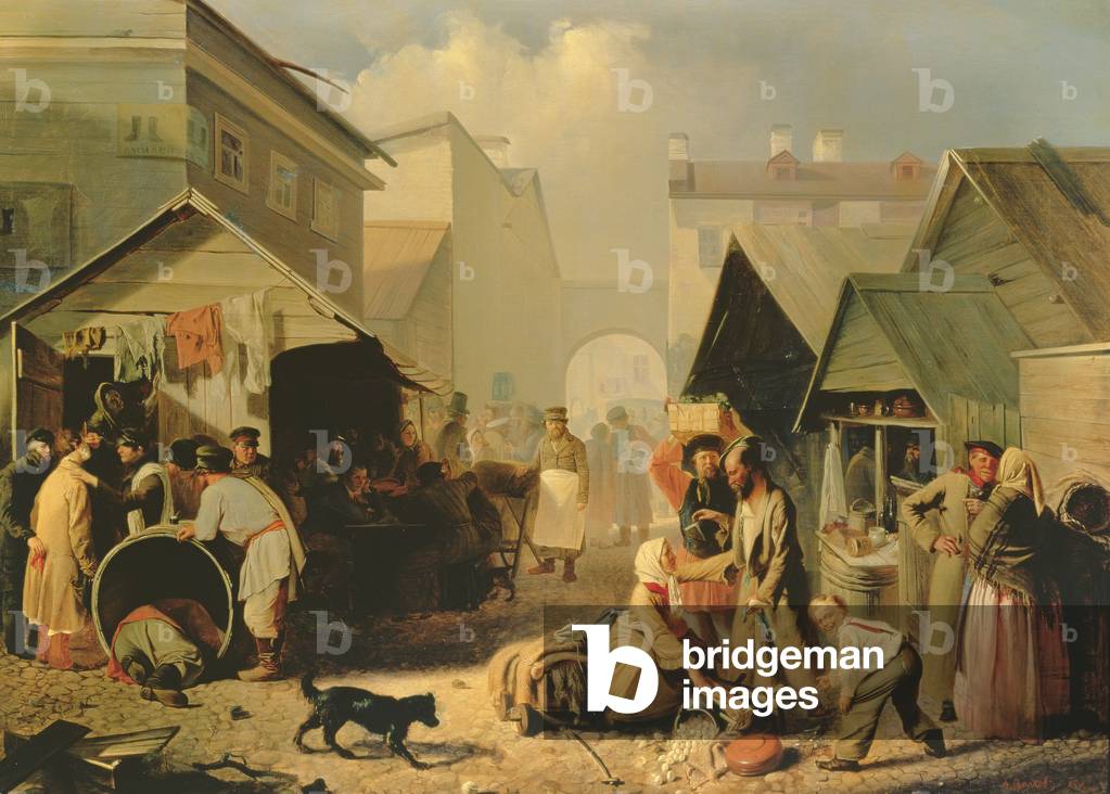 Refreshment Stall in St. Petersburg, 1858 (oil on canvas)