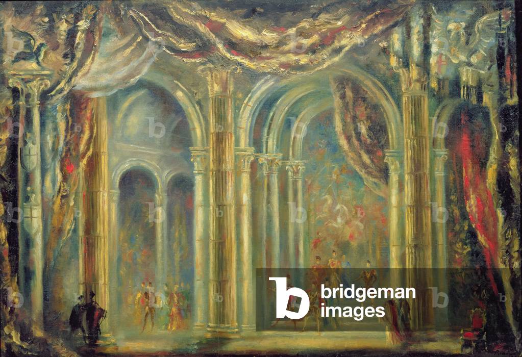 Stage design for the opera 'Otello' by G. Verdi (oil on canvas)