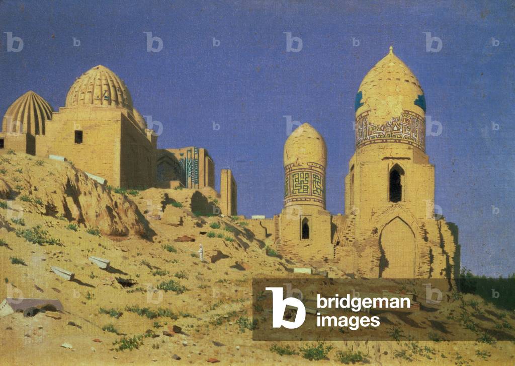 Hazreti Shakh-i-Zindeh Mausoleum in Samarkand, 1869-70 (oil on canvas)